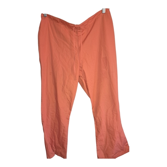 Womens Scrub Pants Orange L Solid Stretch Lightweight Adjustable Waist Pockets - Picture 1 of 10